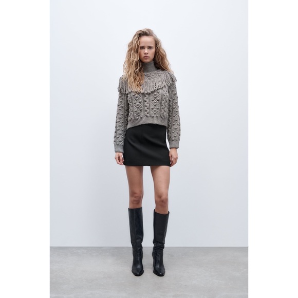 Zara Fringe Knit Sweater, Small, Gray, Blogger Favorite - Picture 11 of 15